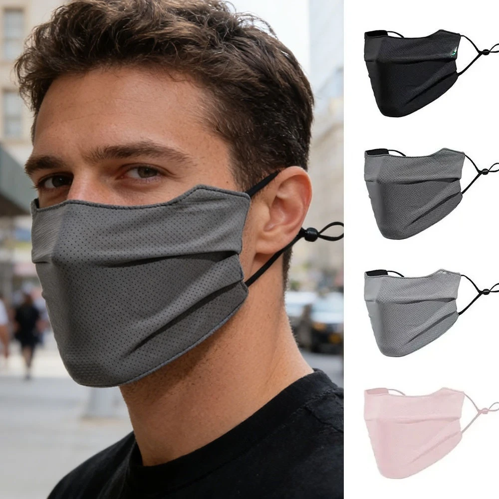 

Ice Silk Sun Protection Face Mask, Breathable UV Face Cover, Washable Reusable Face Shield for Riding Running Outdoor Activities