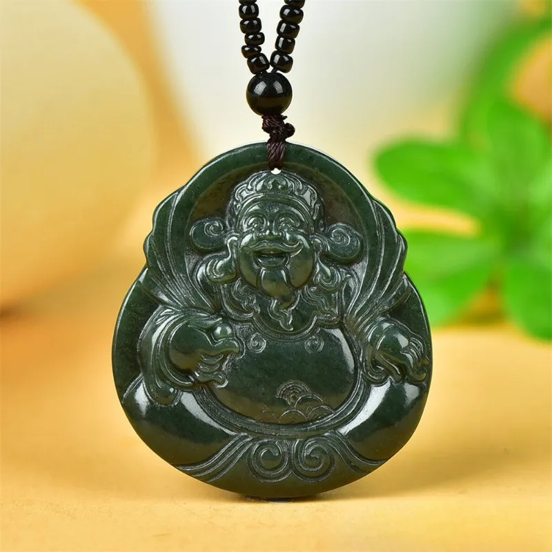 Exquisite Hetian Sapphire Ruyi God of Wealth Jade Pendant for Men and Women