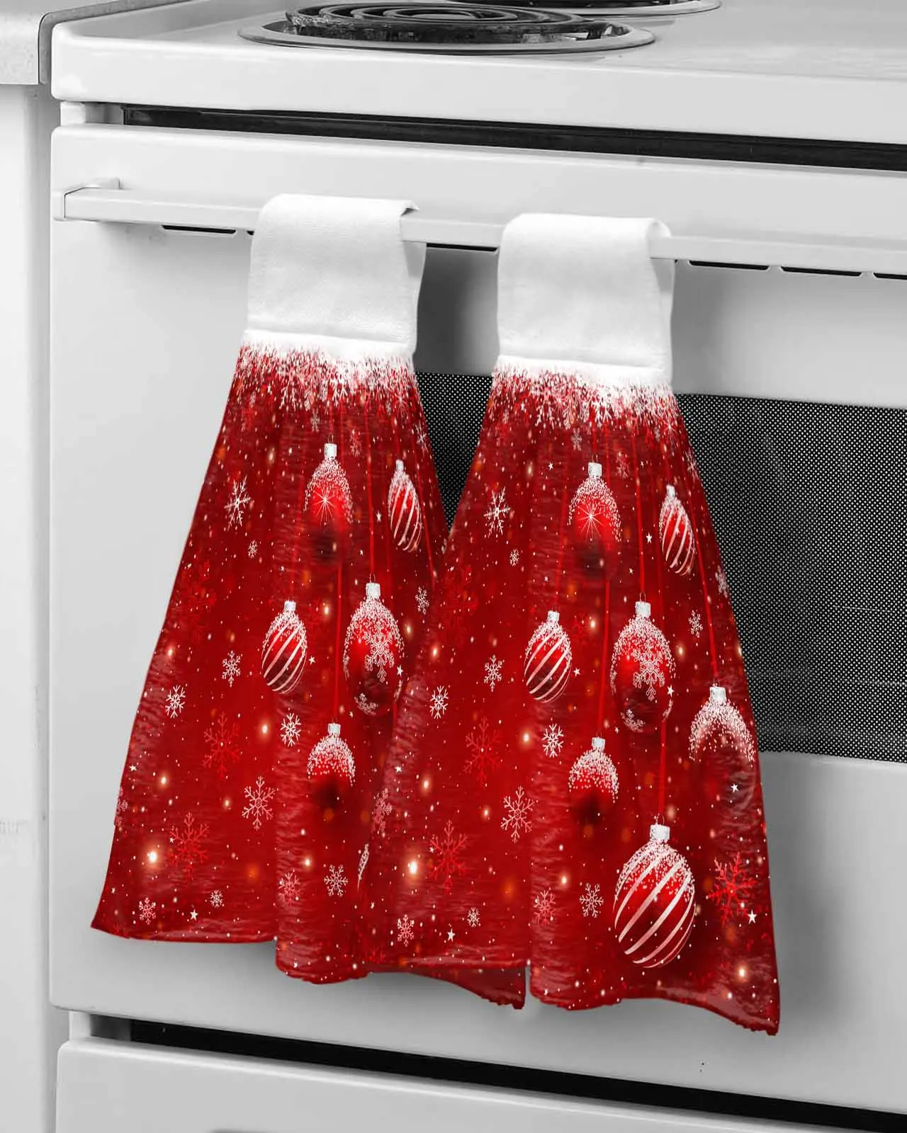 

Christmas Snow Bulb Hand Towels Microfiber Bath Hanging Cloth Quick Dry Cleaning Cloth Xmas Kitchen Towel