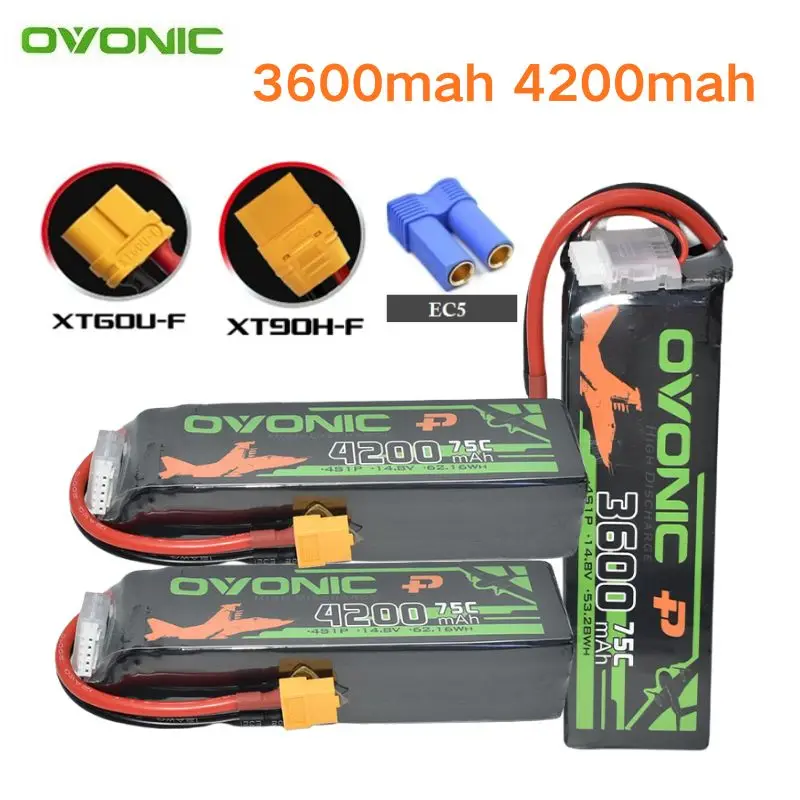 OVONIC 3300-4200mAh 75C 11.1V /14.8V/22.2V Lipo Battery For RC Helicopter Quadcopter FPV Racing Drone Parts 3S/4S/6S Battery