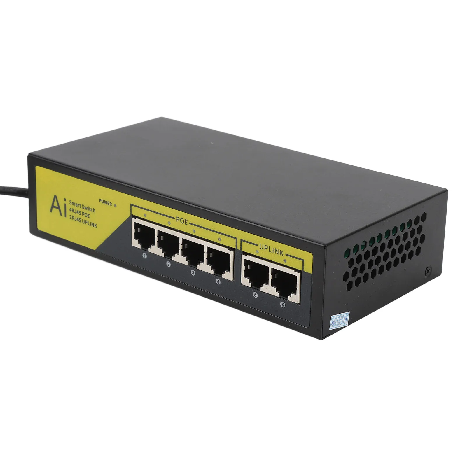 สวิตช์ PoE แบบยูนิเวอร์แซล 6 พอร์ต 4 พอร์ต PoE 10/100mbps 2 พอร์ต UP Link 10/100mbps กำลังไฟ 65W สำหรับกล้อง IP จุดเชื่อมต่อ WLAN โทรศัพท์ IP