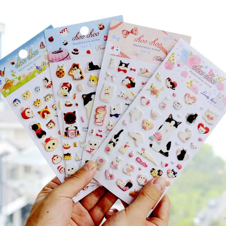 

4 Choices of Creative Cat Shape Bubble Stickers Custom Stickers