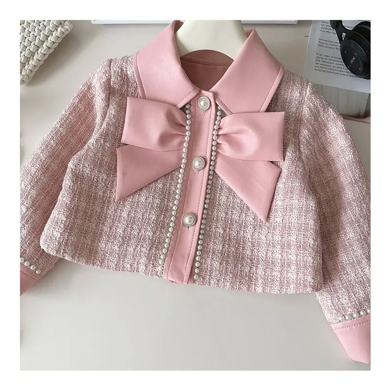 OLEKID 2026 Kinder Mädchen Französisches 2-Teiliges Kleidungsset Herbst 2-8 Jahre Kinder Mädchen Kleiner Duftmantel Zweiteiliger Faltenrock-Outfit – Detail 4
