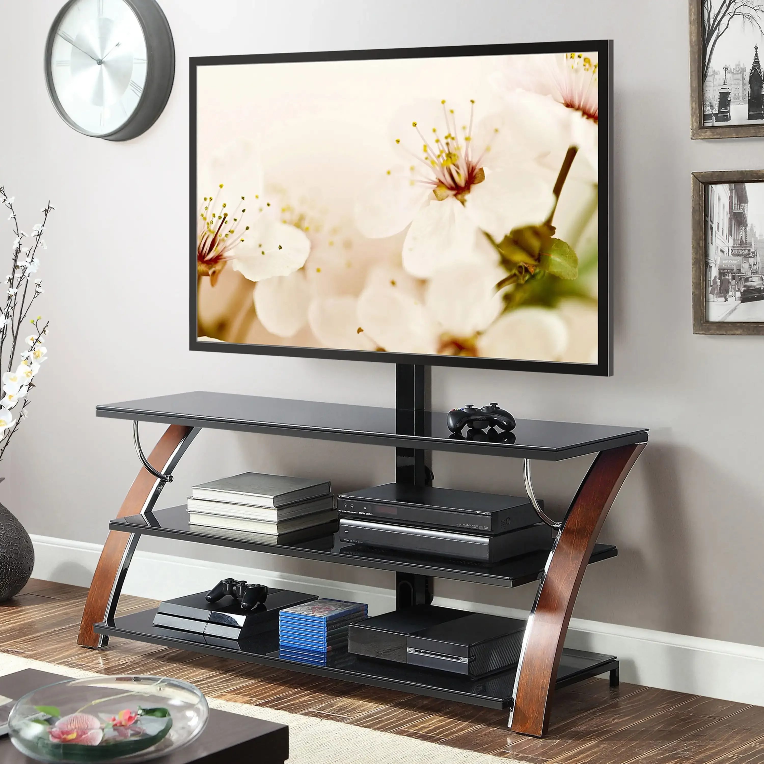 3-in-1 Flat Panel TV Stand for TVs Up To 65