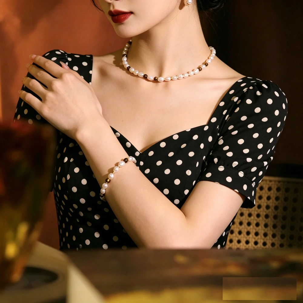 

Fashion Unique Tiger Eye Stone Pearl Jewelry Set Buckle Pendant Necklace Bracelet Ladies Luxury Wedding Party Ornaments Gift