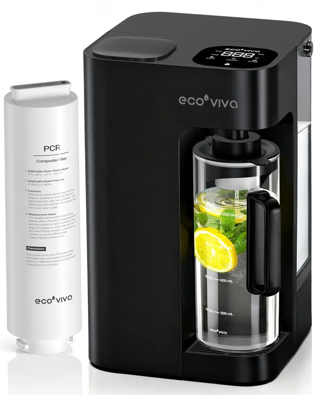 

Mate 3 Countertop Reverse Osmosis Water Filter System, 8 Stage Purification 3:1 Pure to Drain, No Installation Required, Smart S