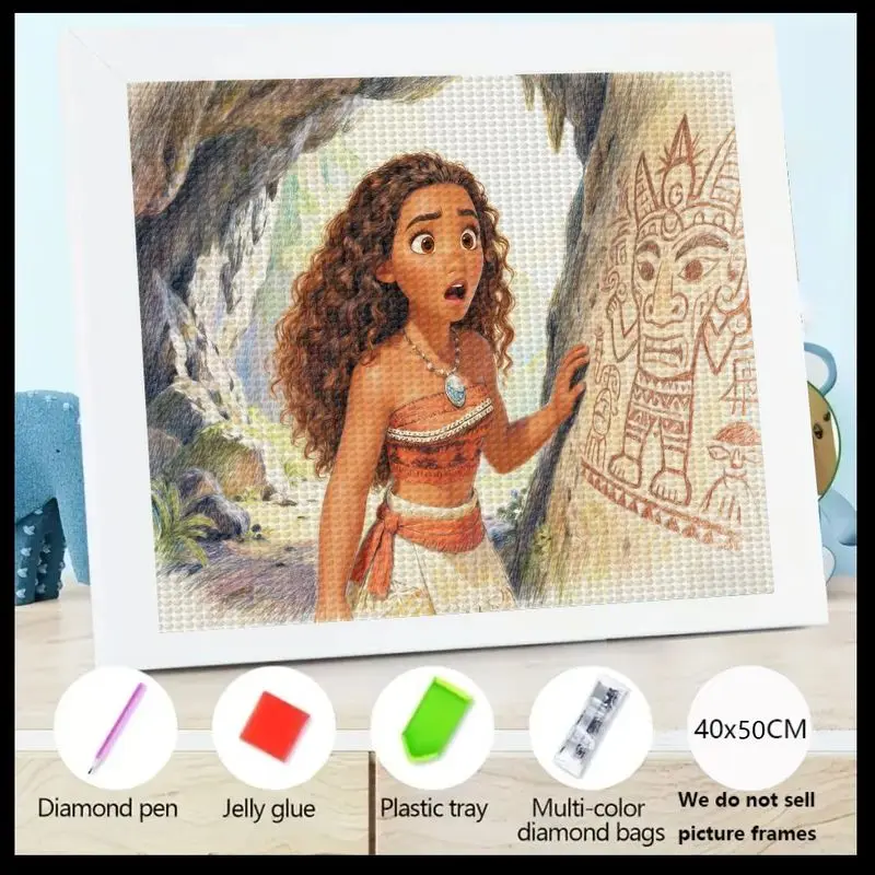 

1 шт. Моана алмазная живопись 5D DIY полная дрель Принцесса Диснея художественный комплект 40x50 см большой драгоценный камень изображение персонажа из мультфильма для ребенка