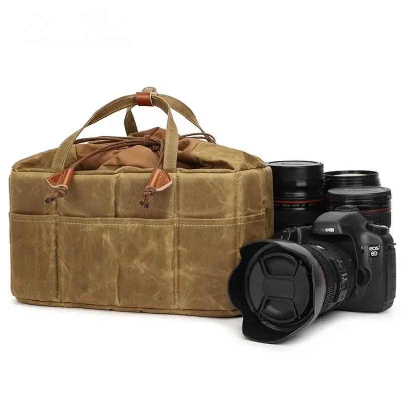 New Vintage Waxed Canvas  Shockproof DSLR Camera Bag Waterproof Canvas Casual Bags K707