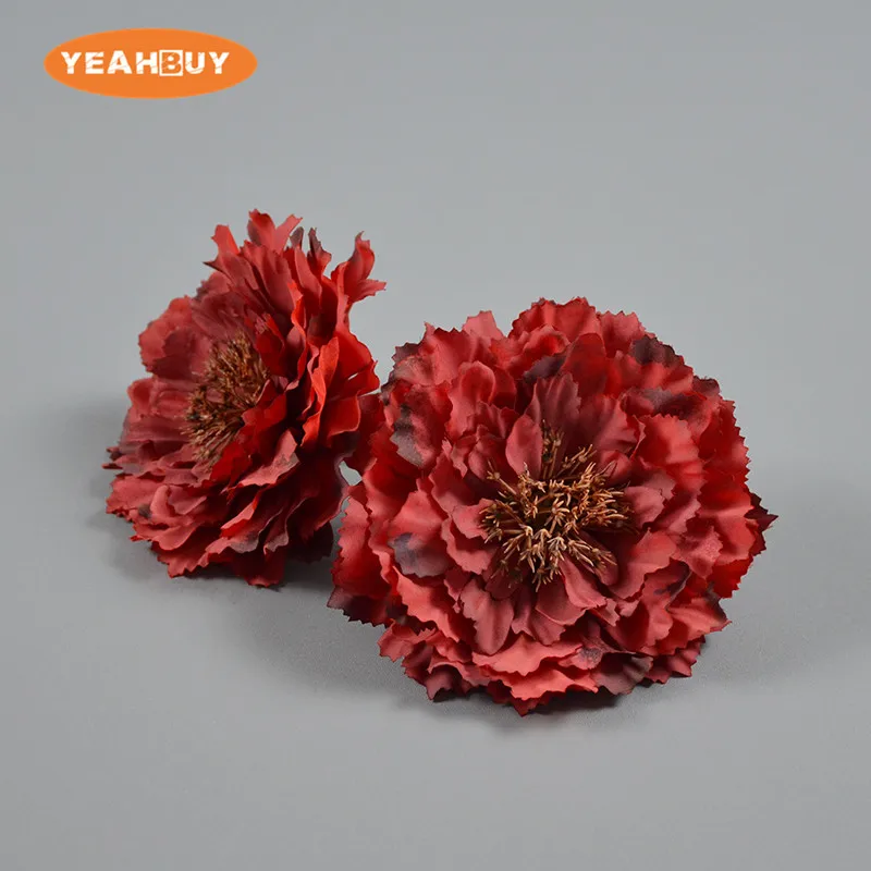 2 sztuk 12CM 10COLORS piwonia ze sztucznego jedwabiu kwiat głowy dla DIY ściana ślubna Arch tło artykuły do dekoracji na imprezę wystrój domu — zdjęcie 5