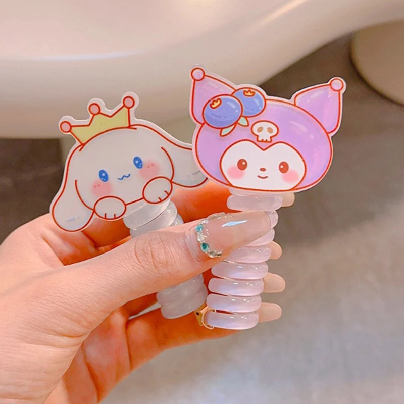 Sanrio-coleta elástica de dibujos animados para niña, cuerda para el pelo en espiral, bonito Anillo para el pelo, accesorios para el cabello versátiles, regalos