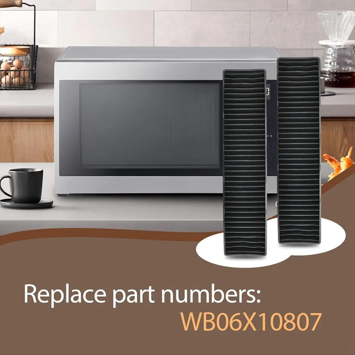 ABNH 2 قطعة WB06X10807 مرشحات فحم الميكروويف لـ JVM7195EK5ES وJVM7195SK6SS، PNM9216SK5SS، JNM7196DK5BB، JVM7195DK5WW