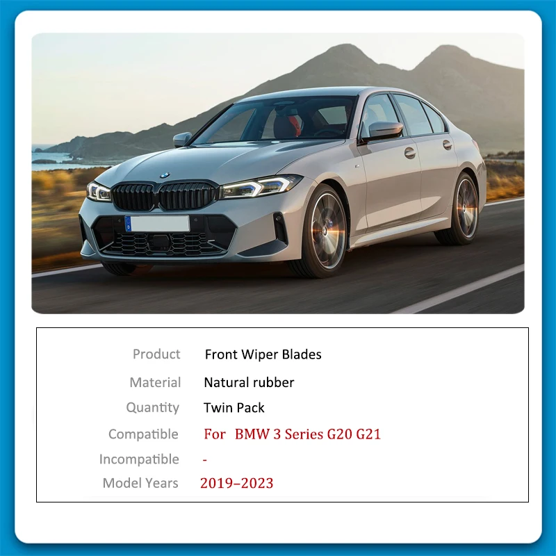 For BMW 3 Series G20 G21 2019 2020 2021 2022 Car Front Wiper Blade Brushes Washer Car Accessories Windshield 318i 320i 330i 335i