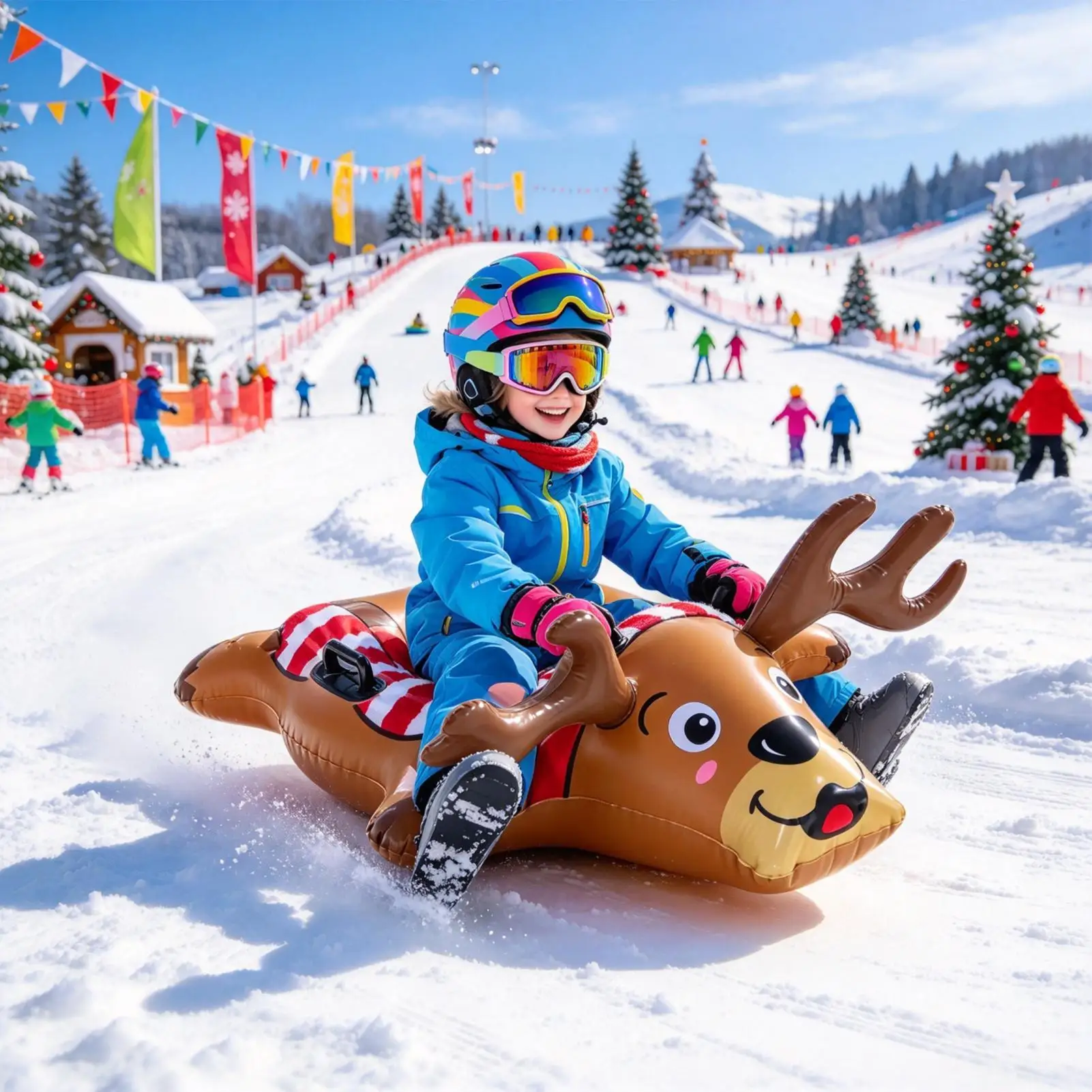 inflatable-snow-tube-reindeer-shape-winter-sleigh-with-handle-heavy-duty-sledding-tube-for-winter-ski-snow-park-cold-resistant