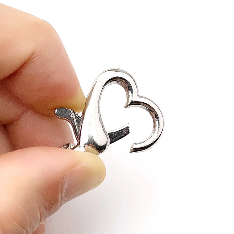 Metal Big Heart Shaped Lobster Clasp Zinc Alloy Love Keychain Hook Buckle DIY Bag Toy Pendant Connecting Accessories