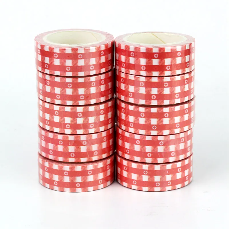 

Wholesale 10PCS./Lot Decorative Pink Red Grid Washi Tape for Scrapbooking Diary Adhesive Masking Tape Cute Papeleria