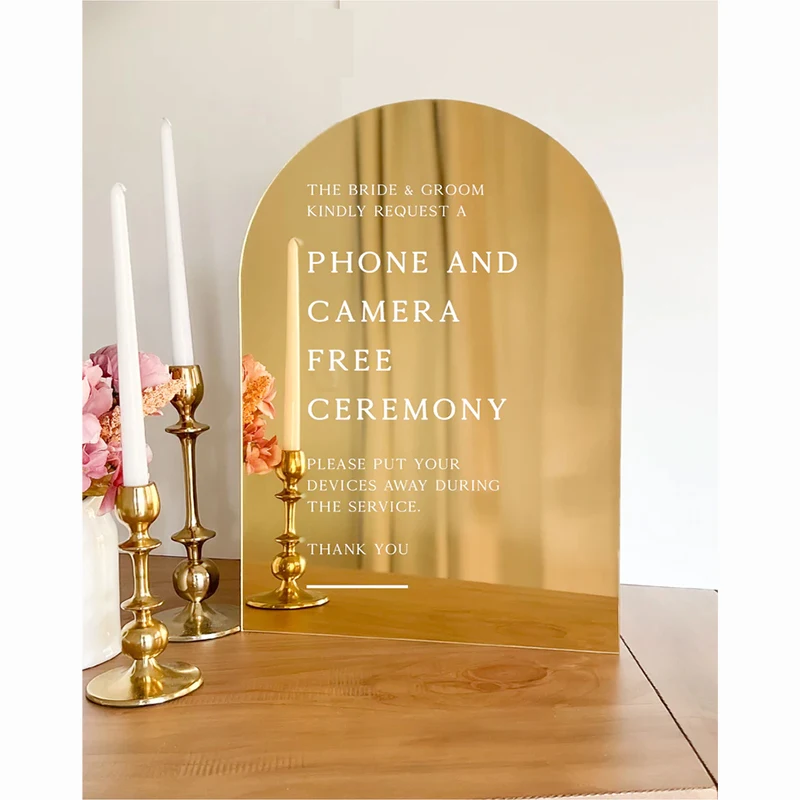 Customized Arch Acrylic Mirror Seating Chart High-end Clear Large Acrylic Welcome Wedding  party Wedding Invitation Cards