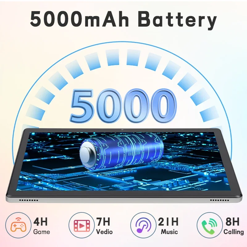 ANRY 2025 Android 15 Tablets، تابلت 10.1 بوصة ثماني النواة مع ذاكرة وصول عشوائي 8 جيجابايت وذاكرة قراءة فقط 64 جيجابايت، شاشة لمس IPS، بطارية 5000 مللي أمبير في الساعة معتمدة من GMS