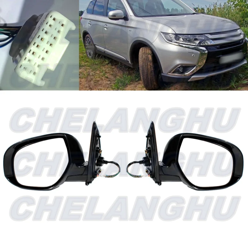 Zestaw lusterek do Mitsubishi Outlander MK3 GF 2013 2014 2016 2017 2018 2019 2020 1 para 9 pinów podgrzewana składana