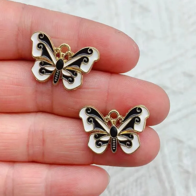 10pcs Butterfly Charm for Jewelry Making Supplies Enamel Necklace Pendant Keychain Phone Diy Craft Accessories Metal Gold Plated