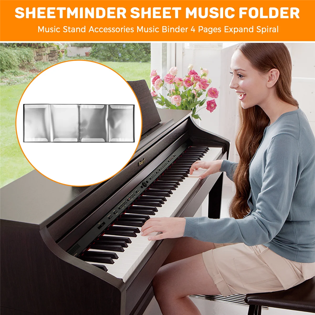 A08I PTNOKA Sheet Music Folders Music Stand Accessories Music Binder 4 Pages Expand Spiral-Bound 40 Pockets