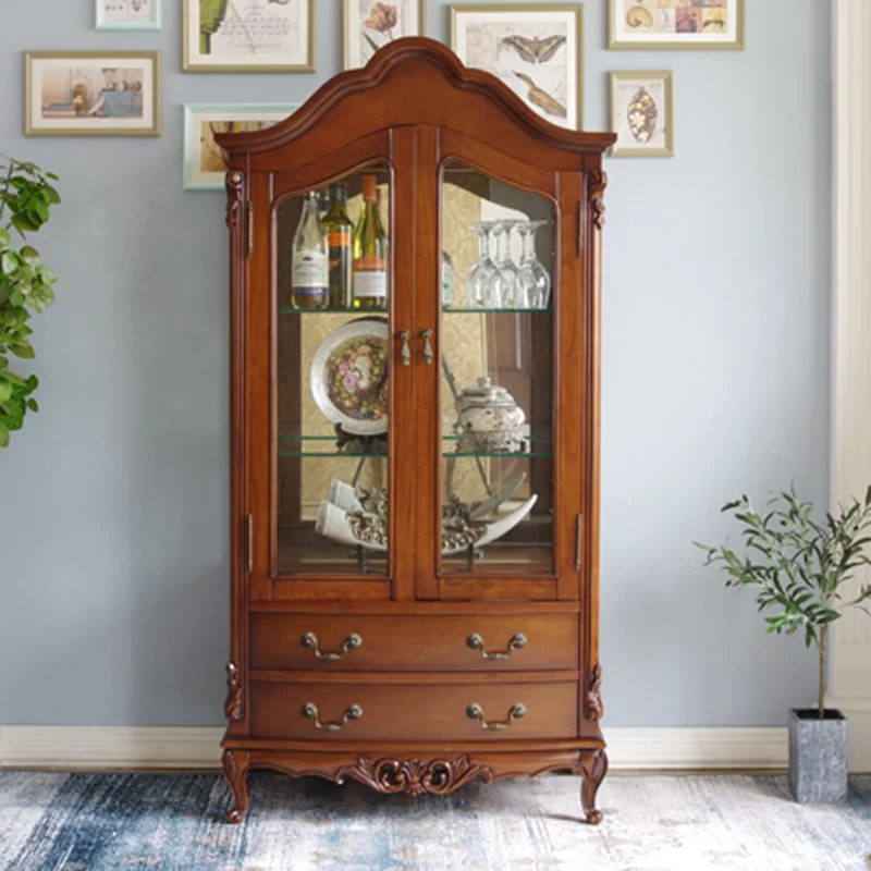 Solid Wood TV Side Cabinet Wine Cabinet Combination Furniture Combination Set