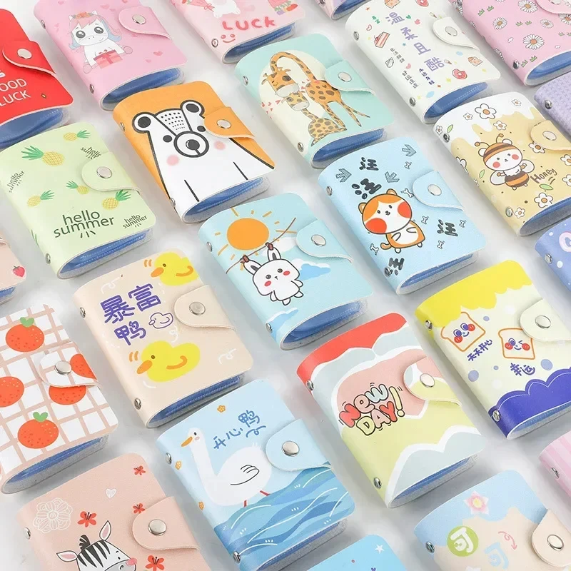 New Cute Women's Card Bag Wallet Cartoon Pattern Wallet Bag Coin Purse Card Holder Passport Cover Credit Card Holder 20 Bits