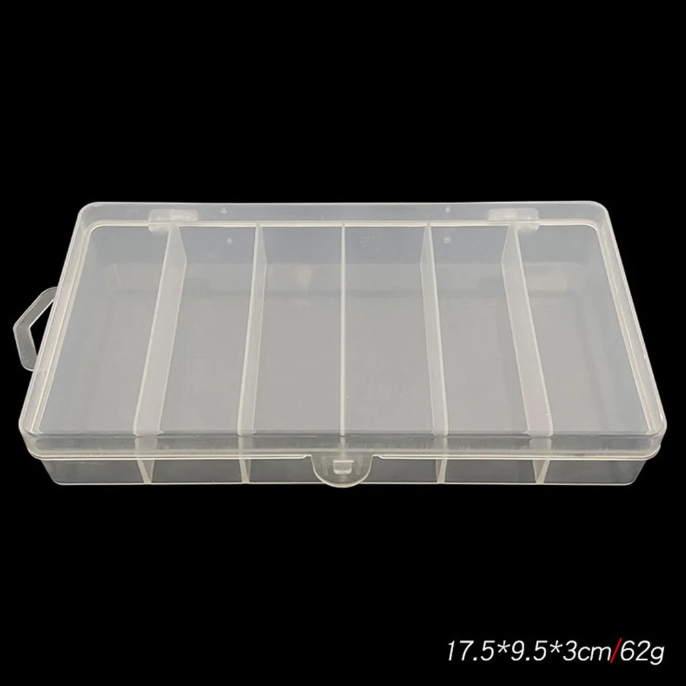 1pc PVC 6 Compartments Bait Box 17.5*9.5*3cm Soft Bait Hook Bait Organizer Storage Container Fish Hook Portable Storage Box