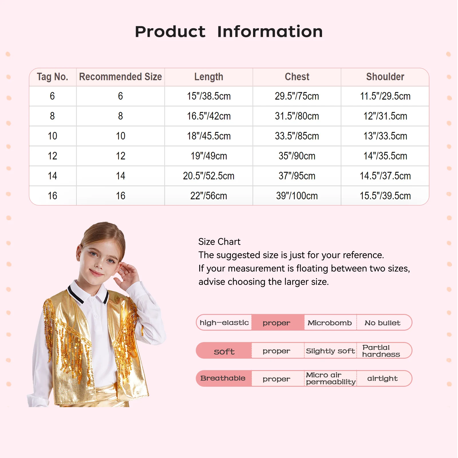 Kids Girls Metallic Vest Sparkling Sequin Tassel Waistcoat Open Front Sleeveless Jacket Stage Performance Costume