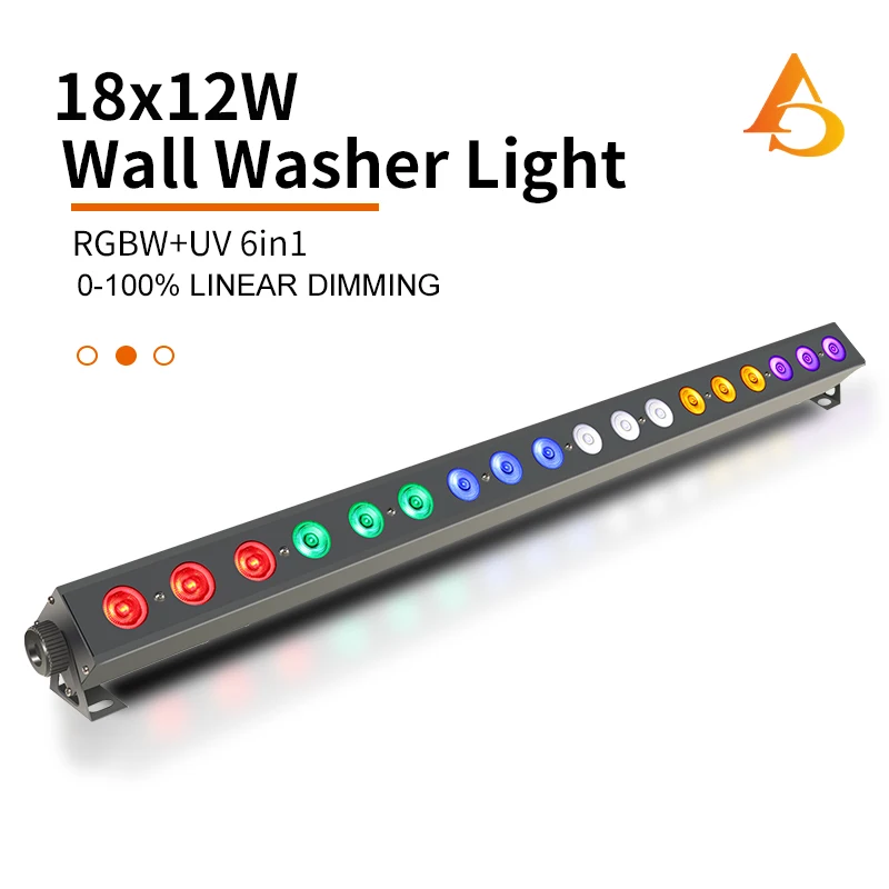 aicpose 18x12w RGBWUV Light Bar Strip Silent Color Light Strip DMX512 Pixel Control Professional DJ Disco Wall Light Stage Light