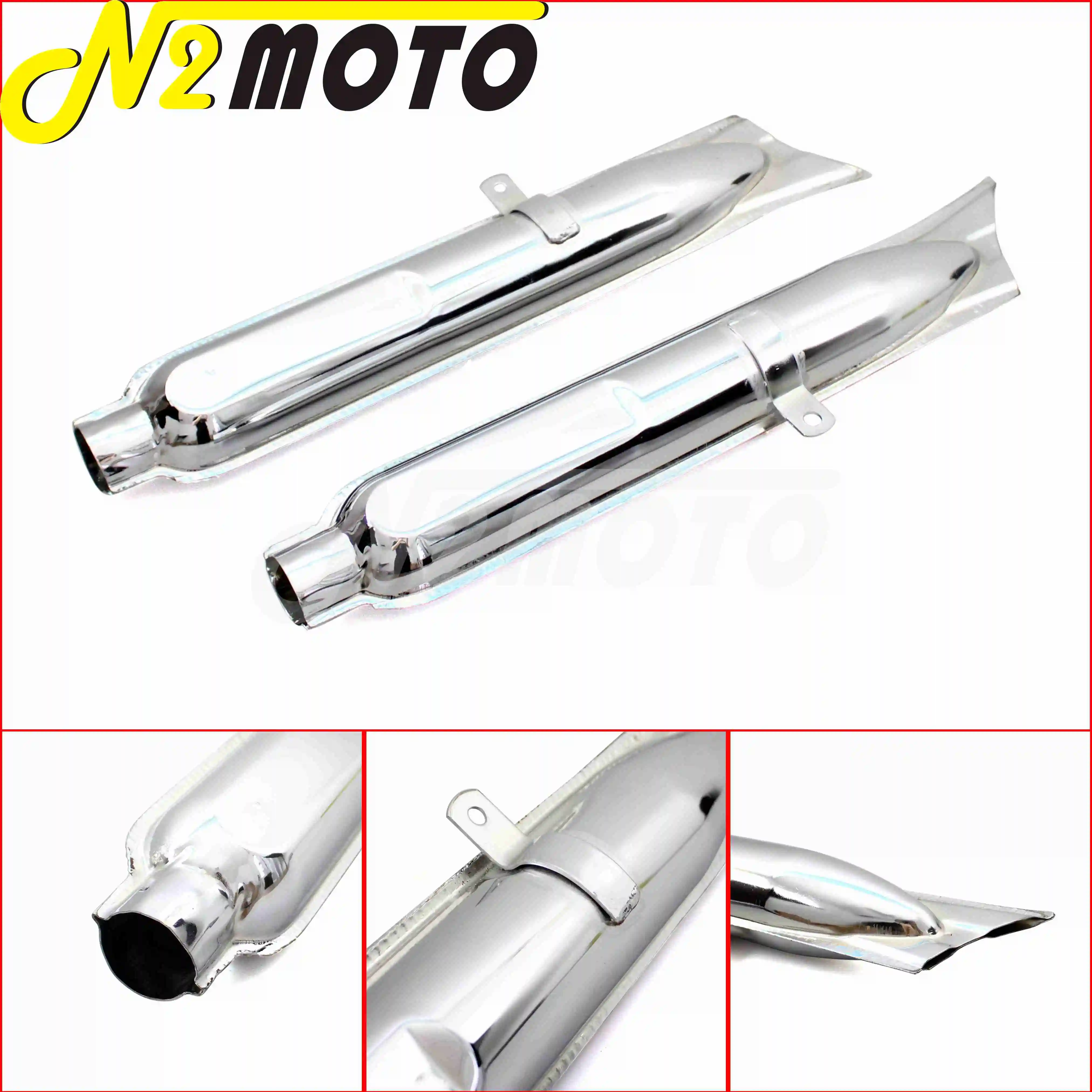 1 Pair Stainless Steel Chrome Exhaust Muffler Pipes 24HP Tube for BMW Ural K750 M1 M72 R71 R12 and Dnepr MT12 Side Car