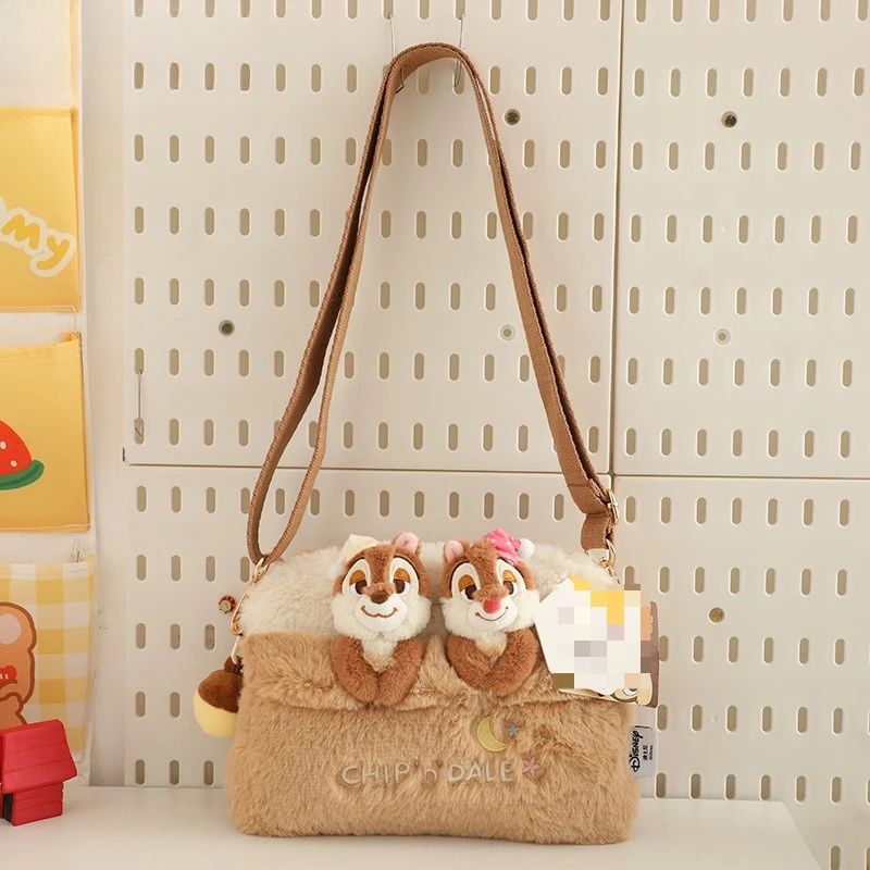 

Disney Chip Plush Doll Crossbody Bag 2-in-1 Stuffed Toy Handbag Backpack Portable Cute Fashion Versatile Casual Shoulder Bag