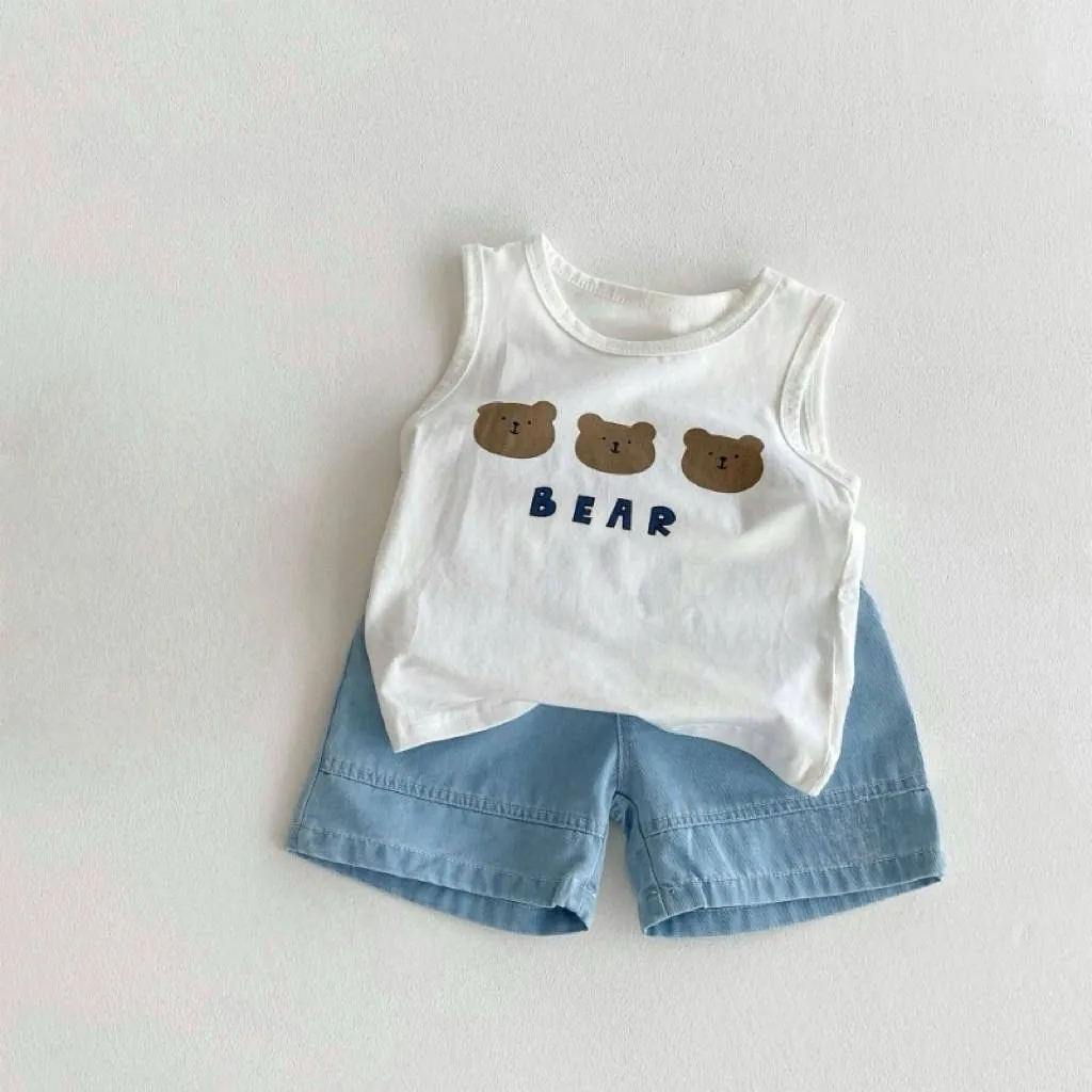 

TZ2580 Cartoon Short Sleeve T-Shirt And Shorts Set for Baby Boys Kids' Summer Casual Two-Piece Outfit