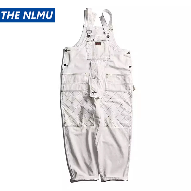 

Men's Japanese Streetwear Cargo Overalls Multi-Pocket Loose Jumpsuit Work Pants Vintage Amekaji Suspender Trousers