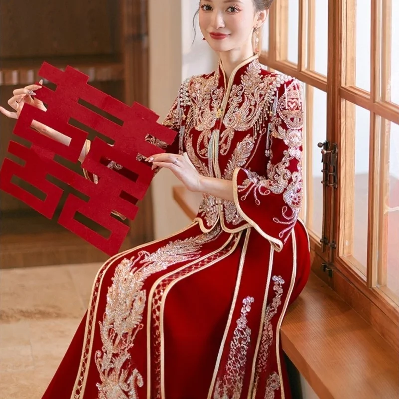 

New Chinese-style wedding dress show for brides kimono