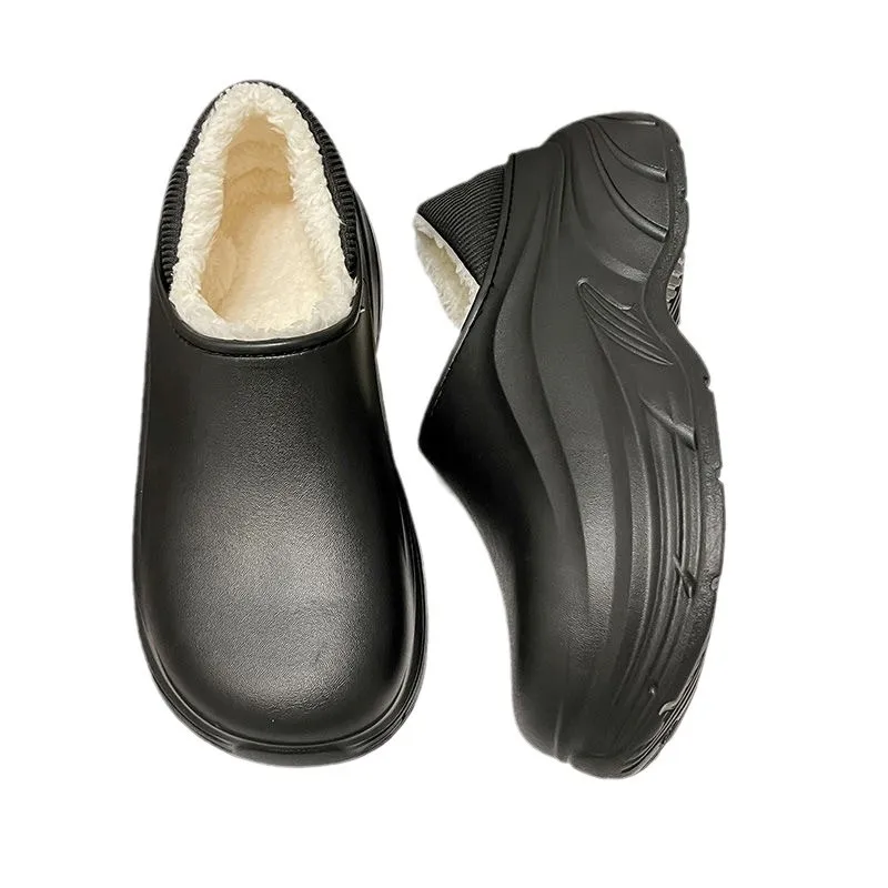 

Зимняя хлопковая обувь Eyriphy для мужчин, непромокаемые хлопковые тапочки, мужская нескользящая меховая обувь на платформе, теплая флисовая хлопковая обувь для мужчин