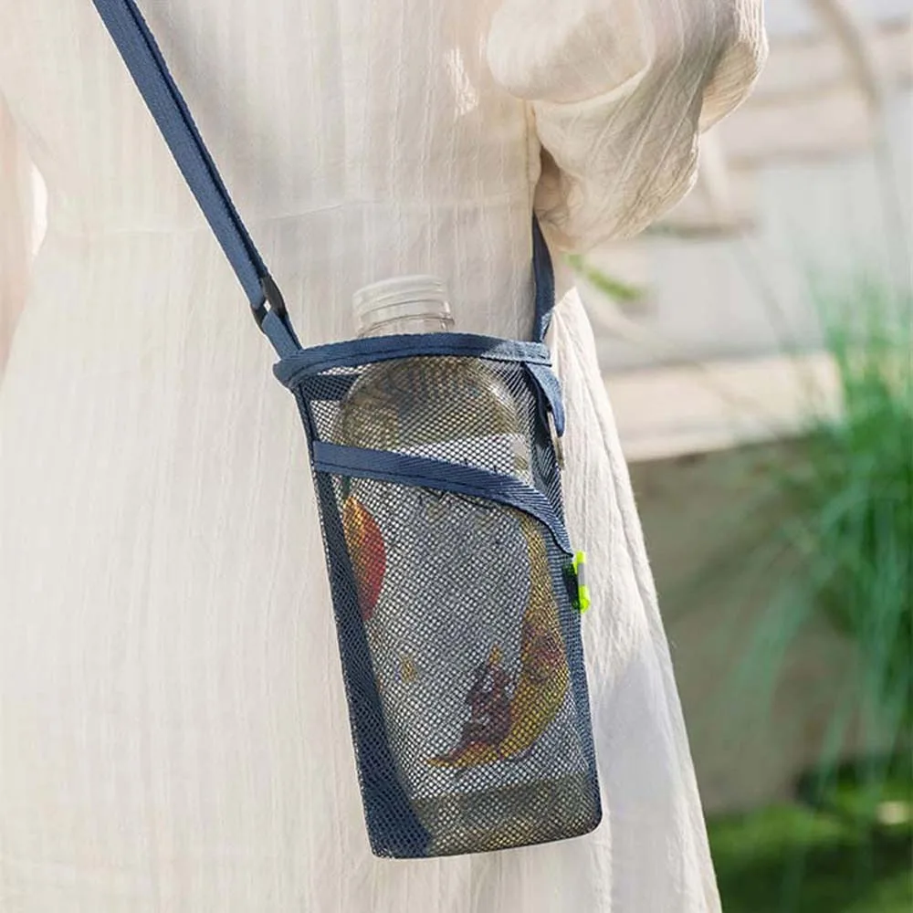 

Large Capacity Mesh Crossbody Bucket Bag Fluorescence Color Portable Hollow Out Dopamine Pouch Polyester Transparent