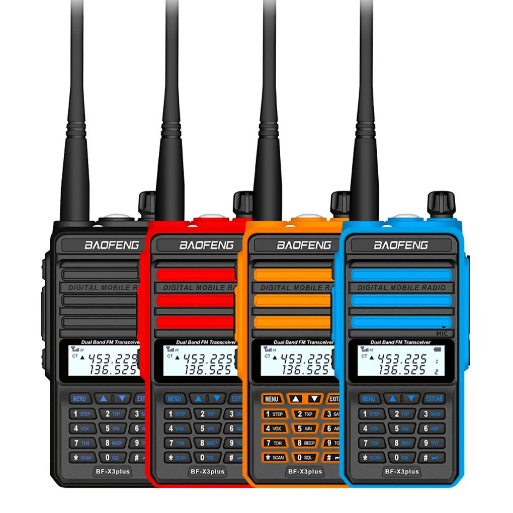 Walkie-talkie BF-X3plus de largo alcance para aventuras al aire libre, alta potencia, duradero, Interkom, Tiga, Tahap, azul