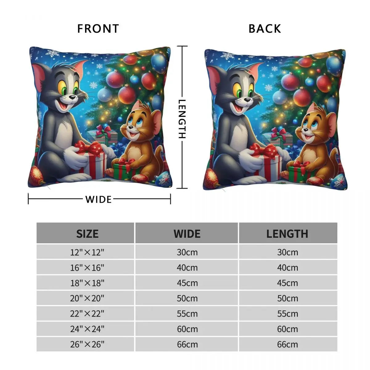 Tom And Jerry Christmas Pillow Case Novelty Pillow Cover Soft Design Cushion Cover Pillowcases For Sofa Home Decorative