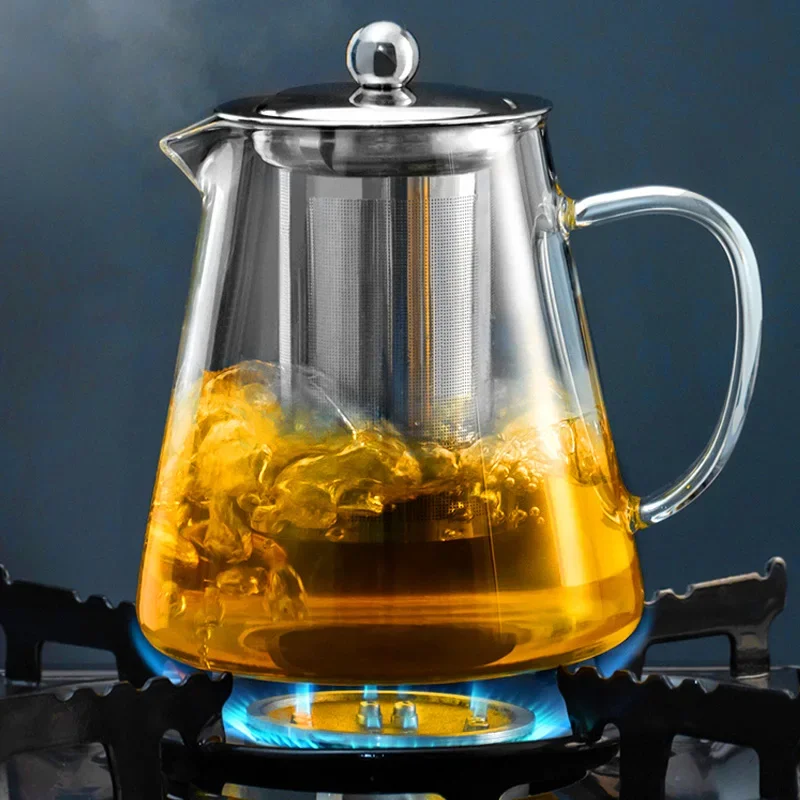 

Heat Resistant Glass Teapot With Stainless Steel Tea Strainer Infuser Flower Kettle Kung Fu Teawear Set Puer Oolong Pot