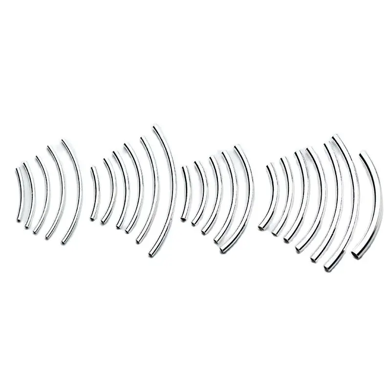 1pc 100% 925 Sterling Silver Long Bend Tube Beads 20-40mm Bracelets Necklace Silver Bangle Spacer Beads DIY Jewelry Accessories