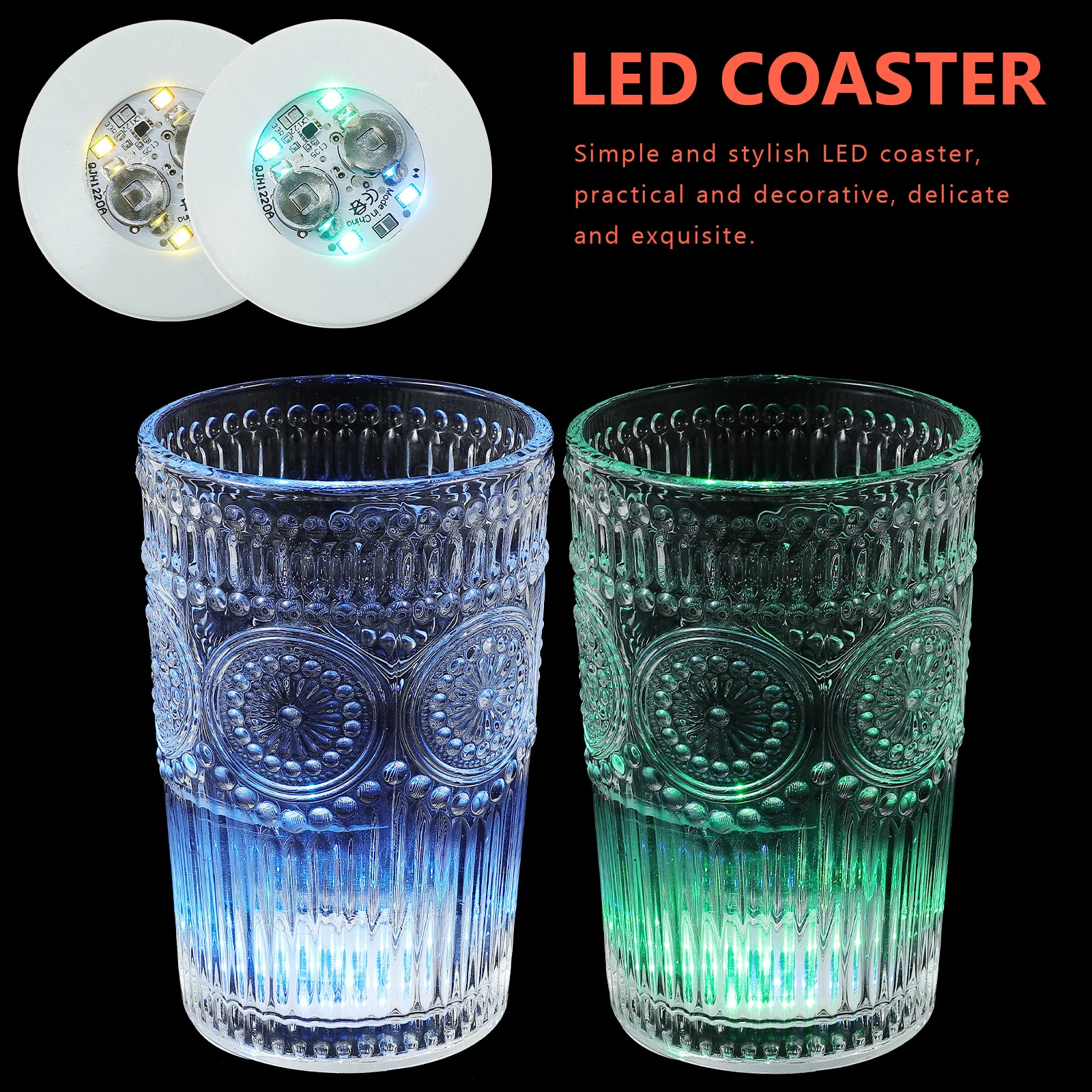

12Pcs LED Coaster Stylish Heat Proof Table Protective Placemat Perfect for Home Bar Disco Light Up Cup Mats LED Coaster