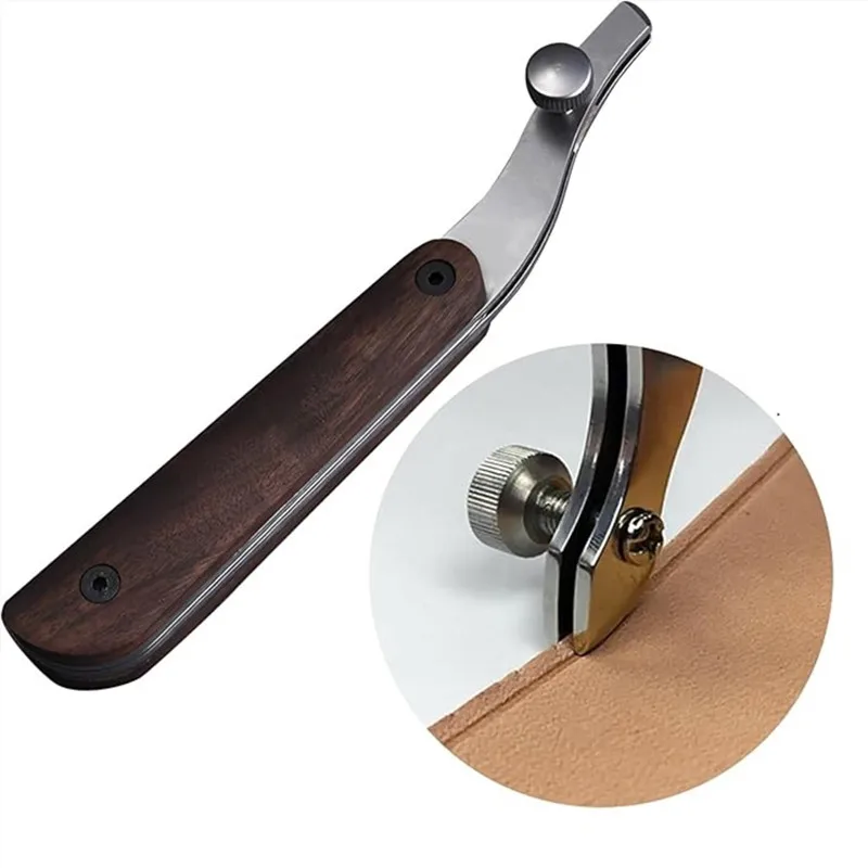 Кромкорез Nattools для кожи с деревянной ручкой, регулируемый канавкорез и скрайбер из стали 420HC для профессиональной кожгалантереи Кромкорез Nattools для кожи с деревянной ручкой, регулируемый канавкорез и скрайбер из стали 420HC для профессиональной кожгалантереи