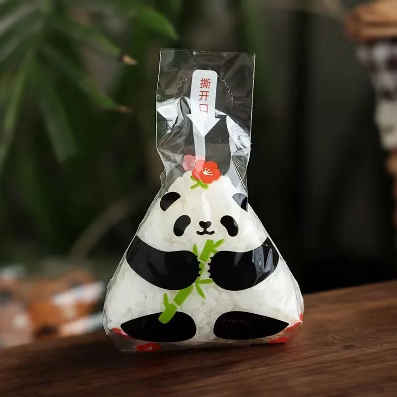 1000pcs Plastic Rice Ball Bag Cartoon Cute Panda Japanese Cuisine Onigiri Packaging Bag Breakfast Lunch Sushi Tool