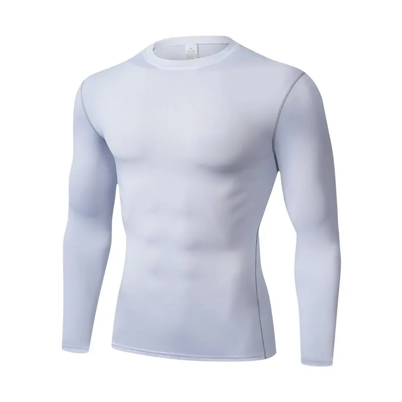 2024 Men\'s Long Sleeved Sports T-Shirt With High Elasticity And Quick Drying Solid Color Long Sleeves