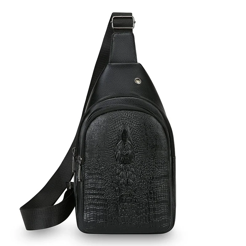 Luksusowa marka męska skórzana torba na klatkę piersiowa torba typu Crossbody z aligatora męska torba piersiowa torba sportowa z wzorem krokodyla — zdjęcie 7