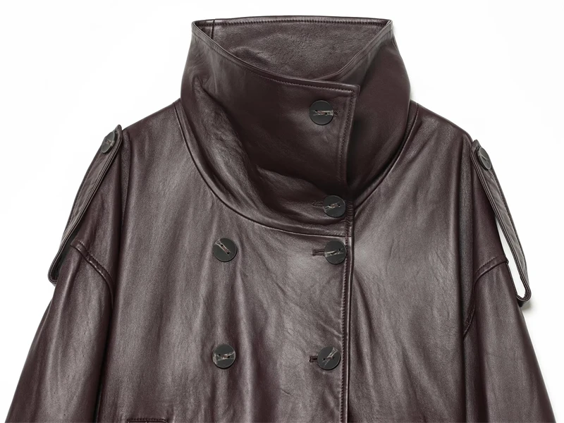 Guobioziy Women's Slim Fit Faux Leather Jacket 2026 Spring-Autumn New European Casual Fashion Trendy Retro High Street Style
