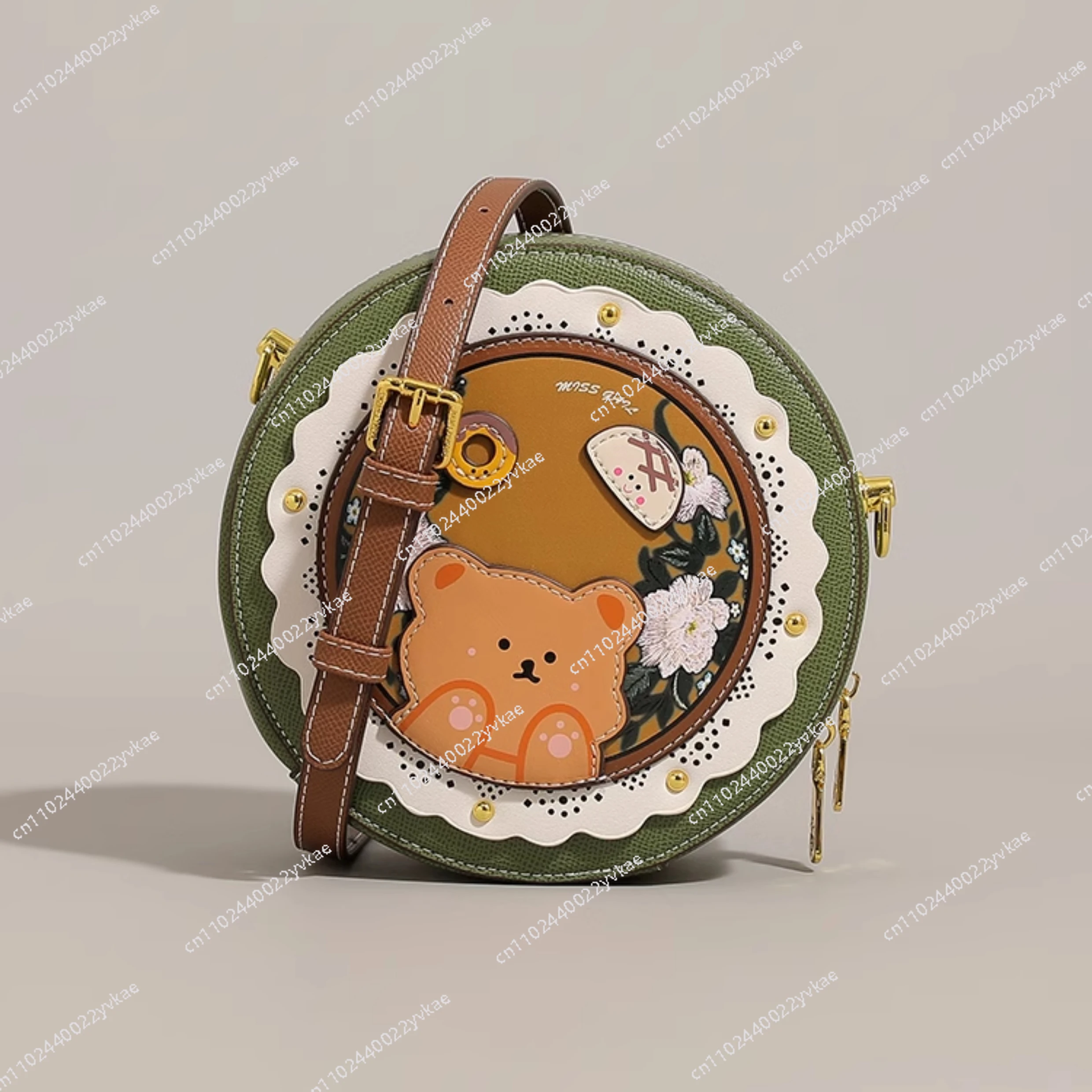 

Сумка через плечо из искусственной кожи с цветочным принтом, круглая сумка-мессенджер с цепочкой в стиле ретро