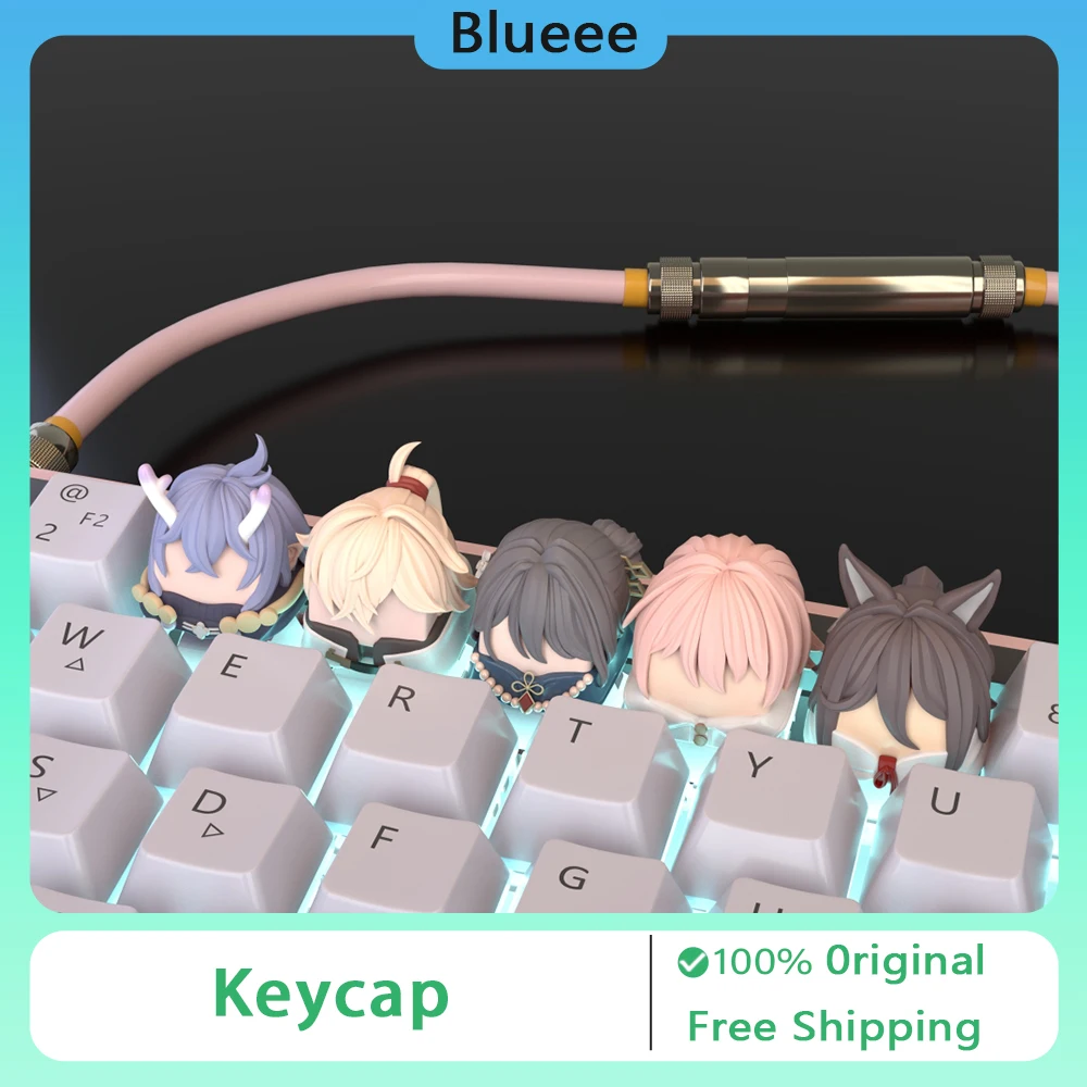 Honkai Star Rail Keycaps Cute Bailu Ruanmei Cartoon Key Cap PBT Customization Carved Keycaps Gaming Keyboard Accessories