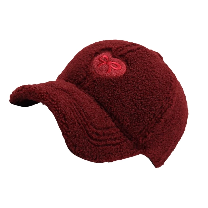 Women Baseball Caps Embroidered Bowknot Lovely Fun Furry Hat for Idol Concert Shows Breathable Hat for Adults