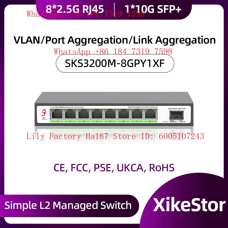 XikeStor 8-Port Multi-Gigabit 2.5Gbps Ethernet Network Easy Smart Managed Home Plug and Play